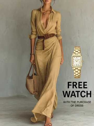 Lapel-Wrap Maxi Dress | Thames Tailor