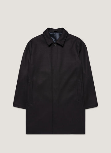 Men's Boiled Wool Coat in Navy
