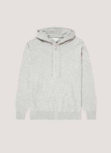 Men's Cashmere Hoodie in Grey Melange
