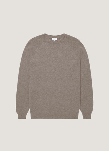 Men's Lambswool Crew Neck Jumper in Bark