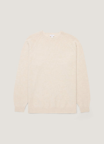 Men's Lambswool Crew Neck Jumper in Oatmeal Melange