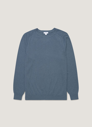 Men's Sea Island Cashmere Crew Neck Jumper in Slate Blue