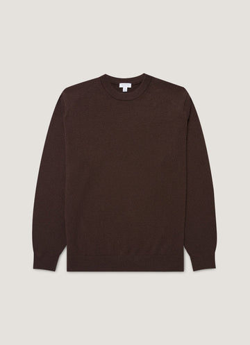 Men's Cashmere Crew Neck Jumper in Truffle