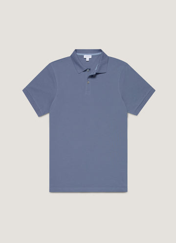 Men's Piqué Polo Shirt in Selvedge Blue