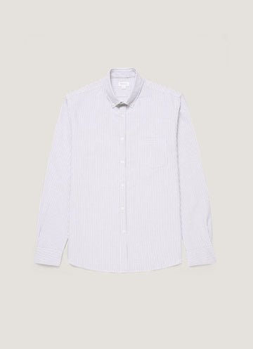 Men's Button Down Oxford Shirt in White/Navy