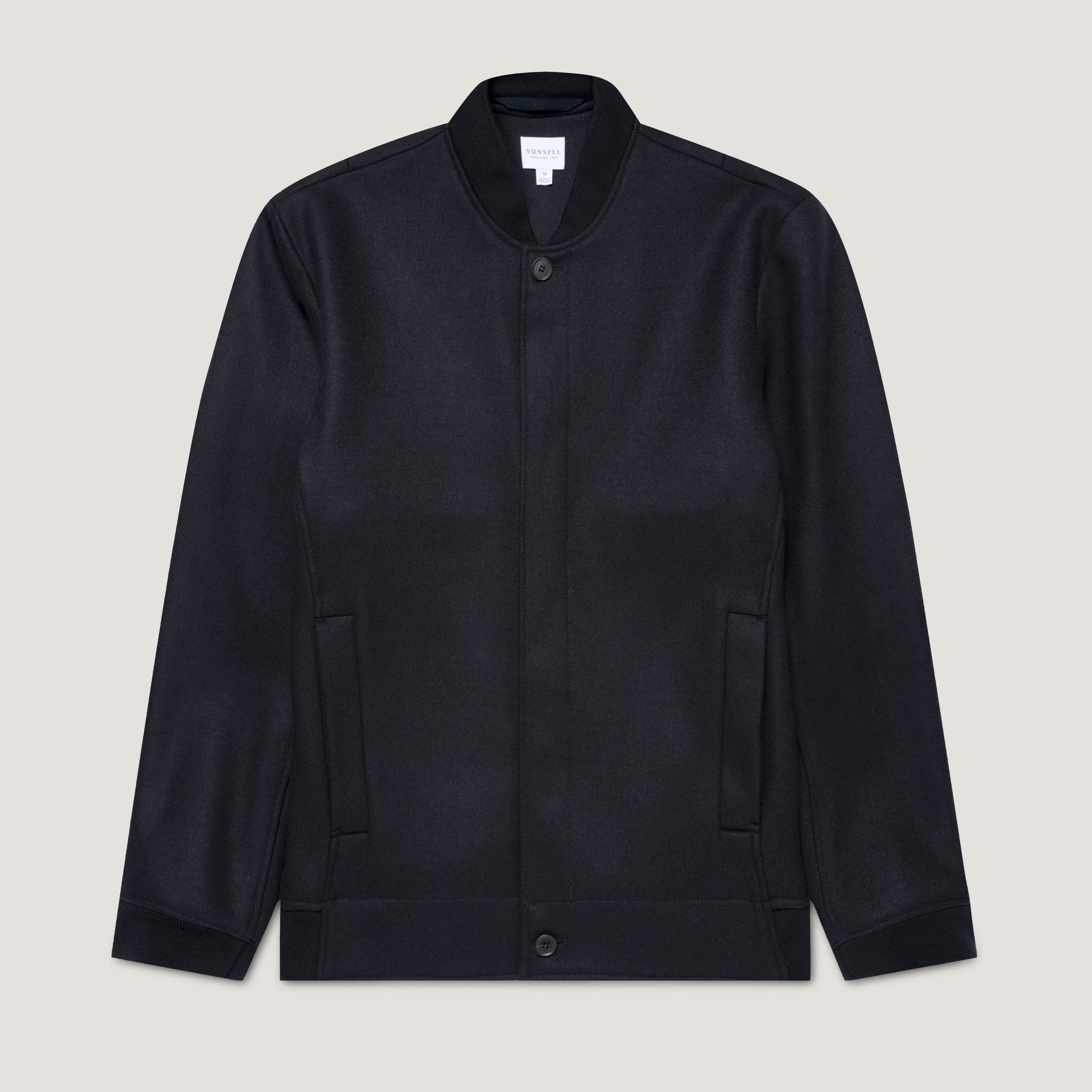 Men's Wool Bomber Jacket in Navy