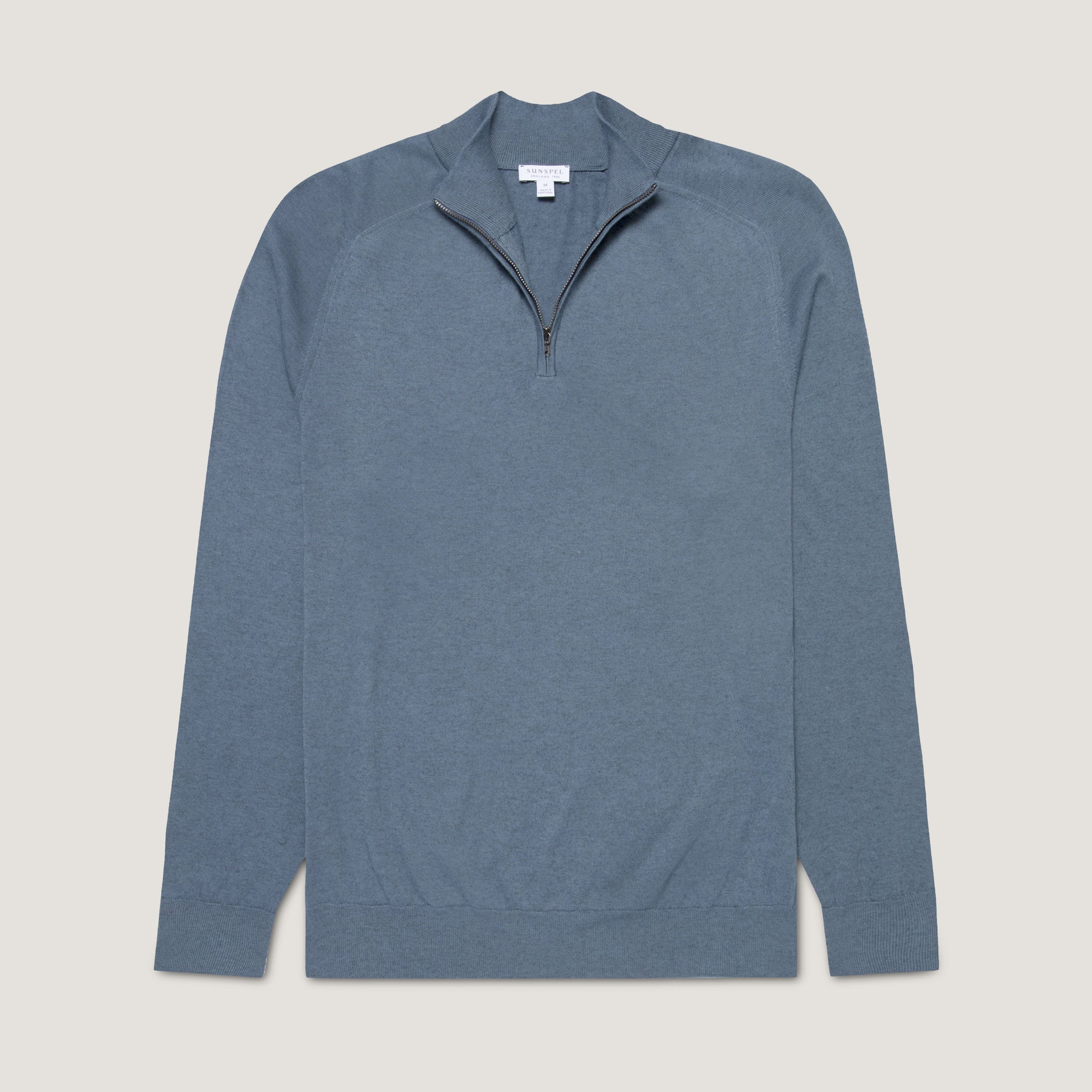 Men's Sea Island Cashmere Half Zip in Slate Blue