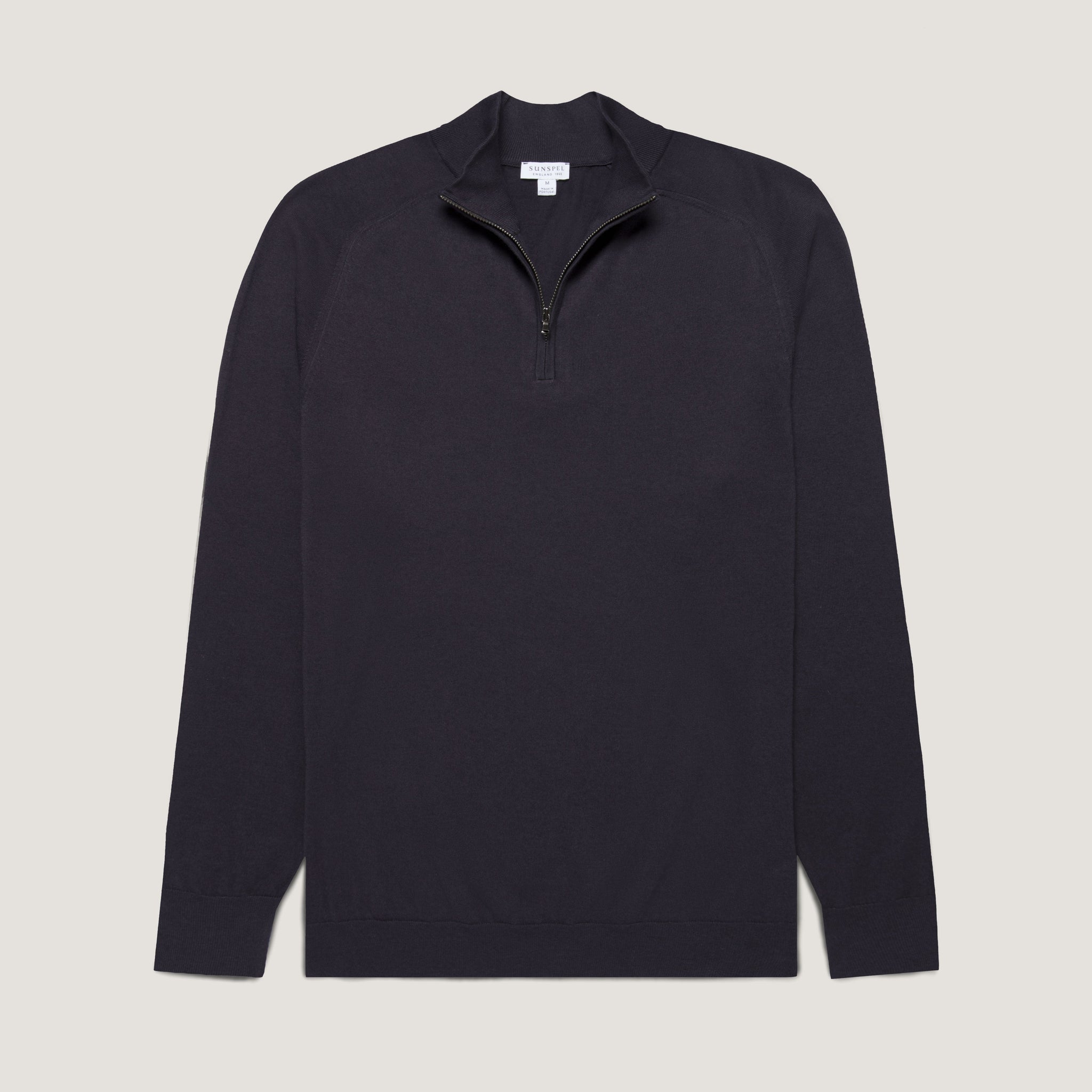 Men's Sea Island Cashmere Half Zip in Midnight Navy