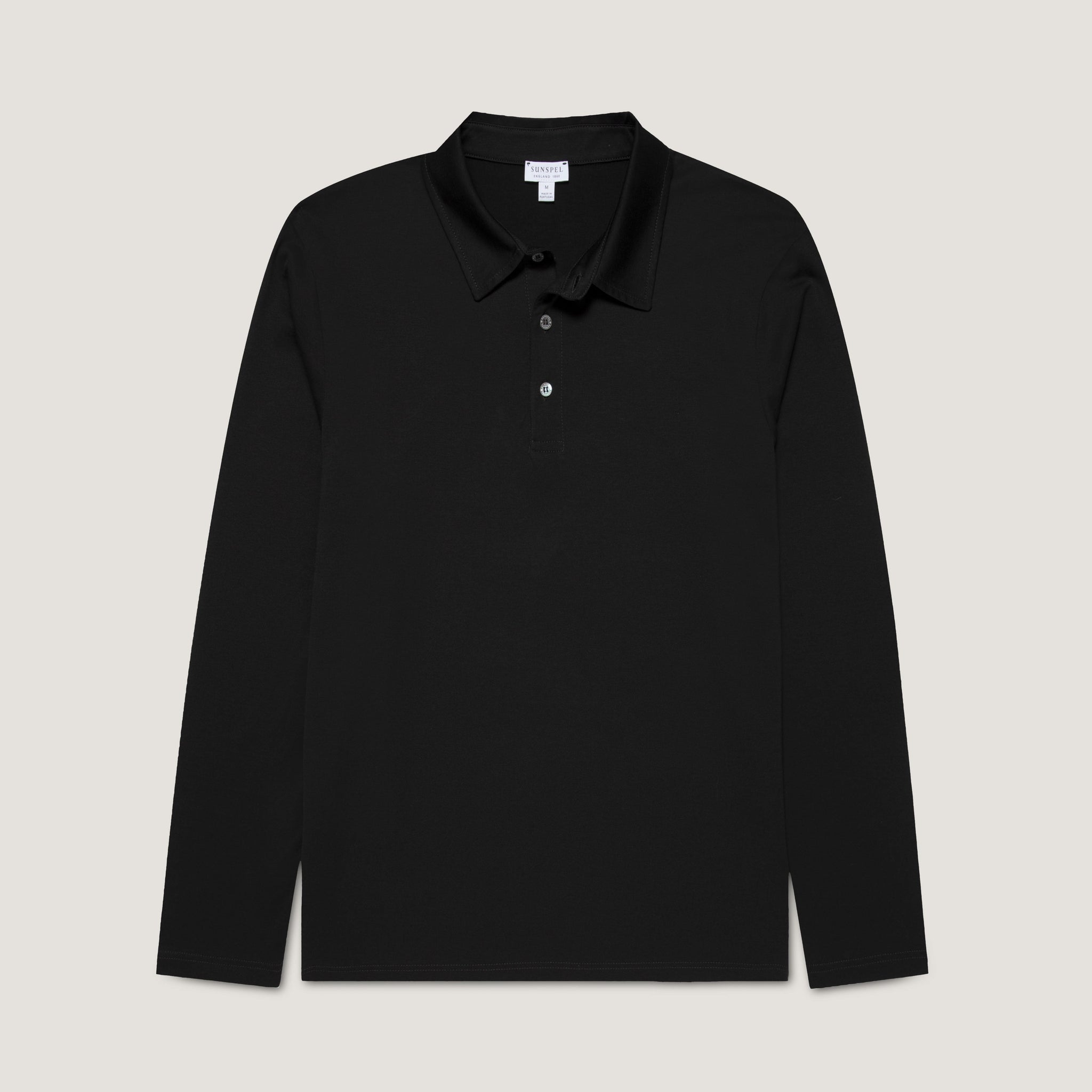 Men's Long Sleeve Classic Jersey Polo Shirt in Black
