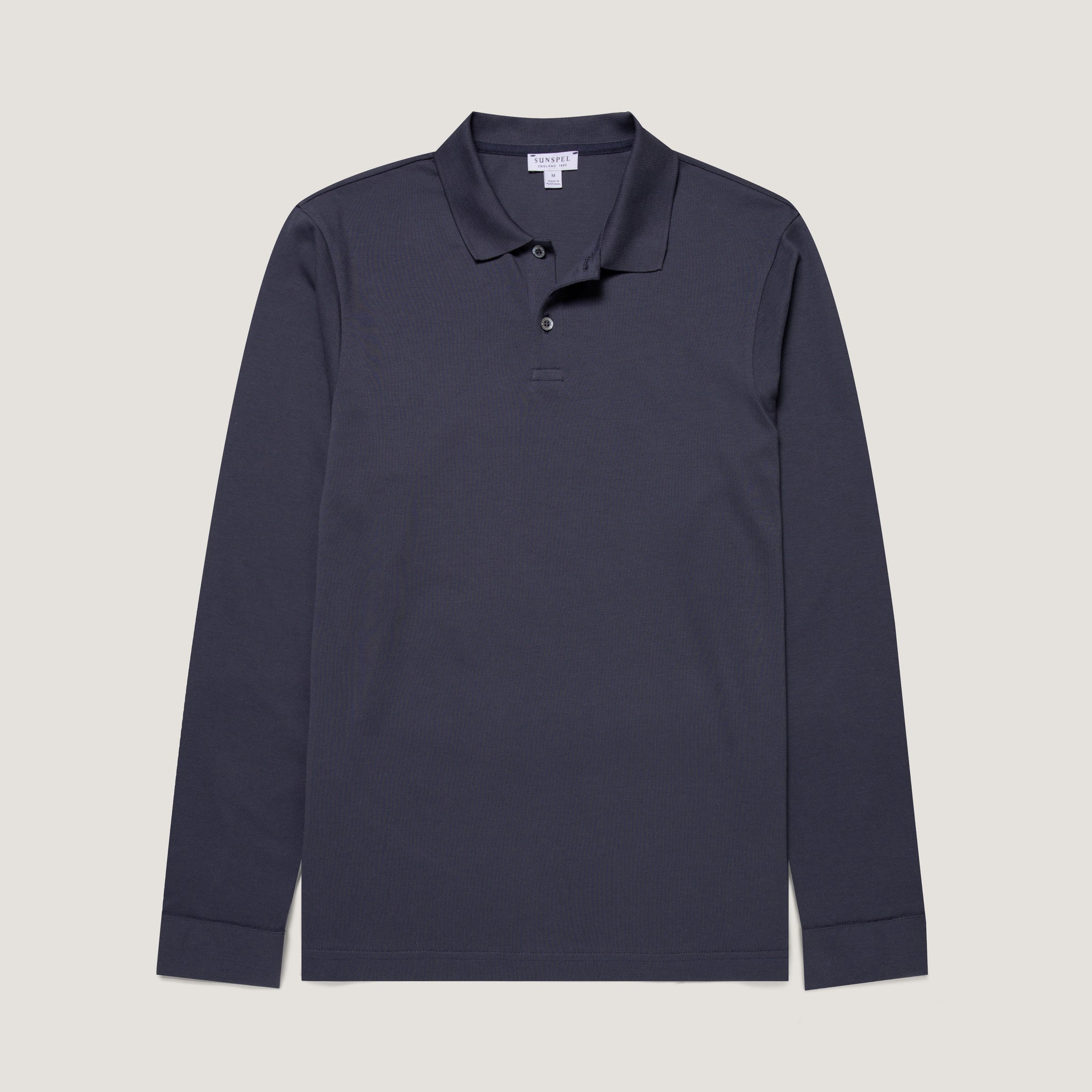 Men's Long Sleeve Piqué Polo Shirt in Navy