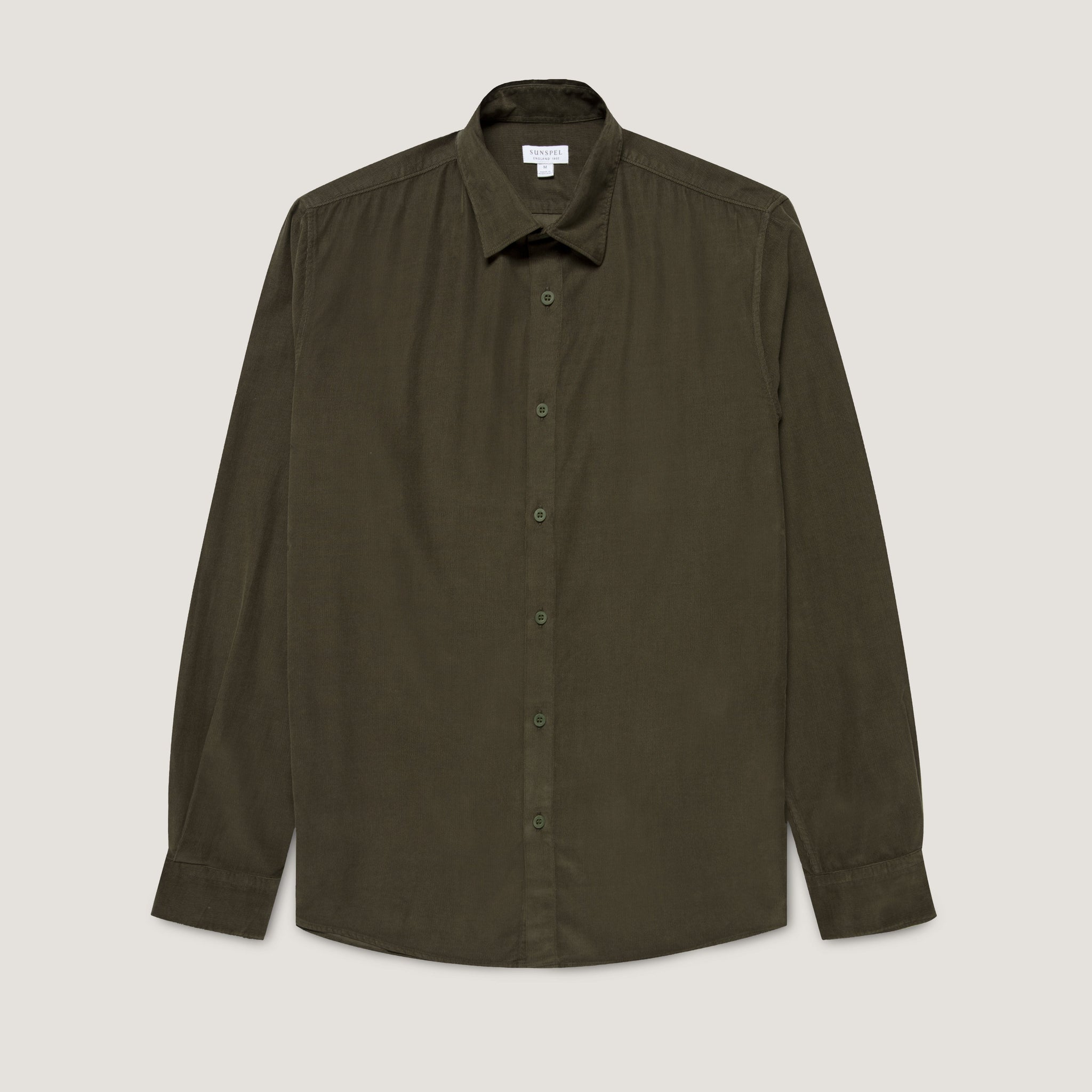 Men's Fine Cord Shirt in Dark Green