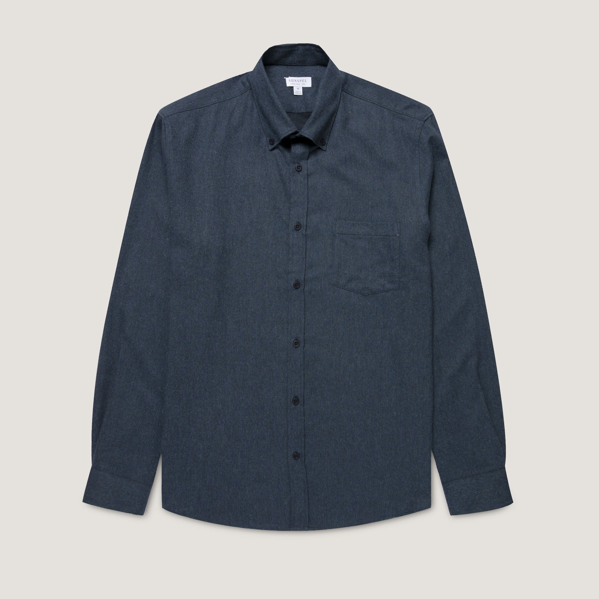Men's Button Down Flannel Shirt in Selvedge Blue Melange
