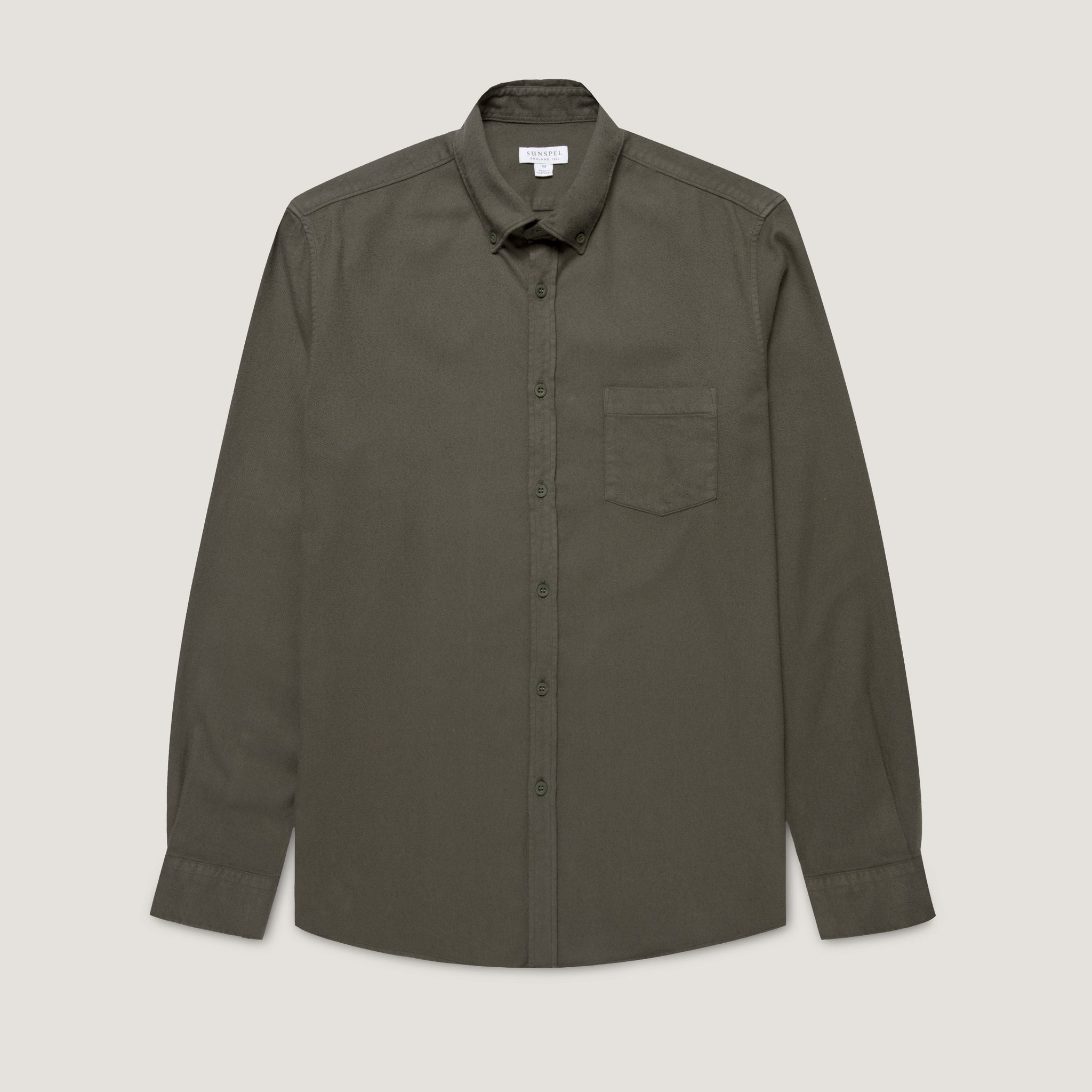 Men's Button Down Flannel Shirt in Dark Green