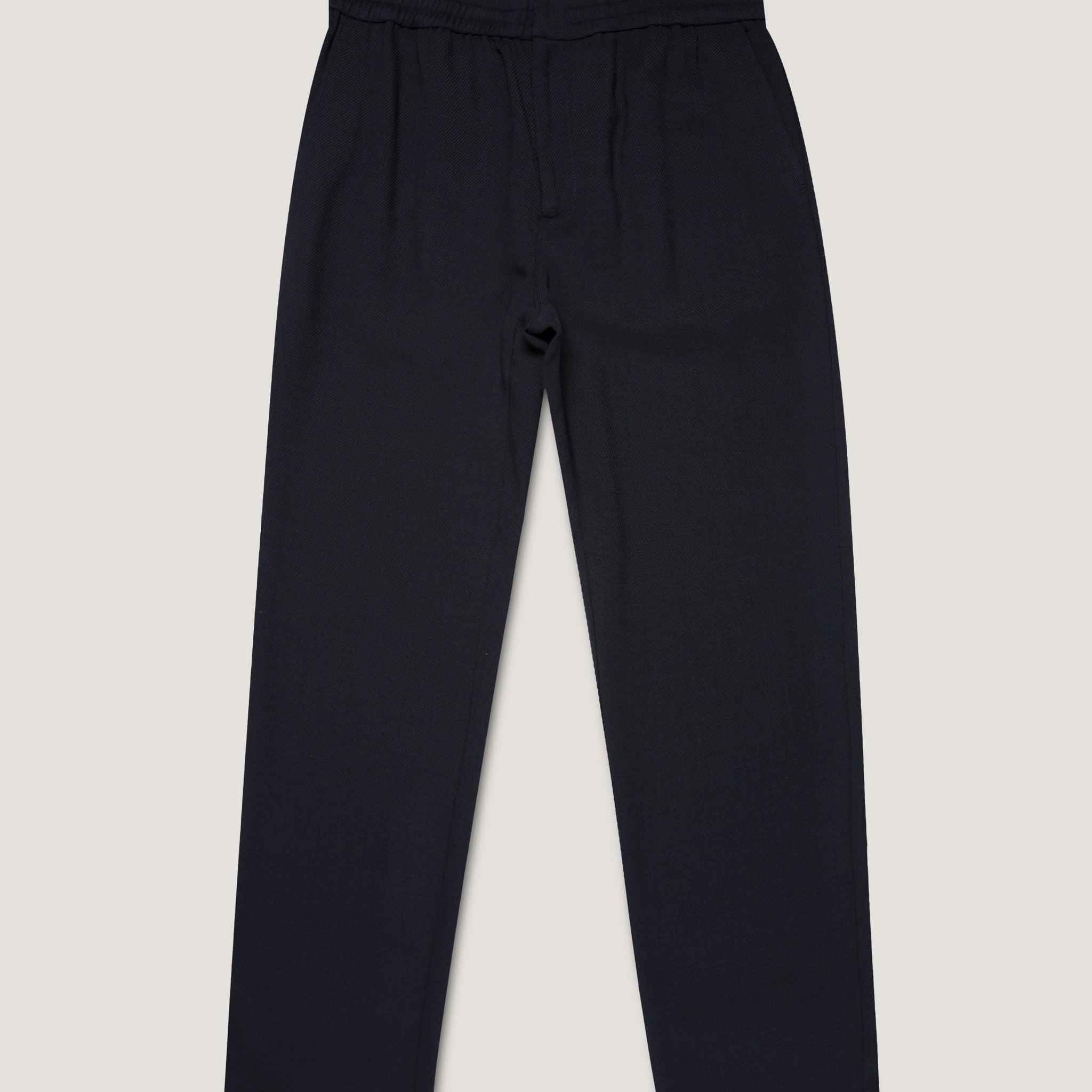 Men's Textured Wool Drawstring Trouser in Navy