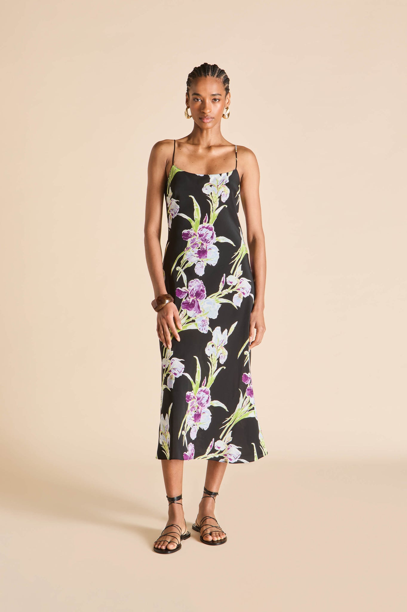 Artemis Moonglade Black Floral Dress in Silk Crêpe de Chine