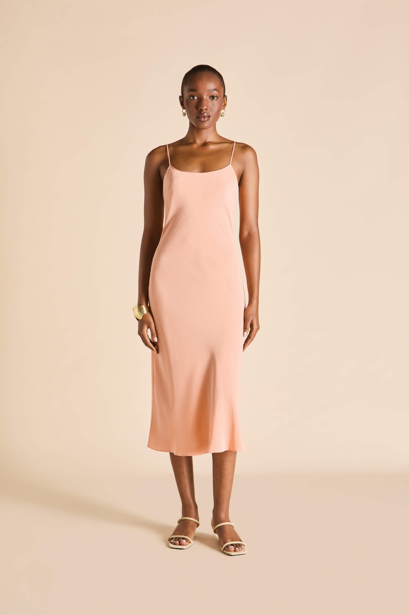 Artemis Tangerine Dress in Silk Crêpe de Chine
