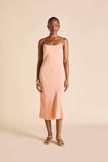 Artemis Tangerine Dress in Silk Crêpe de Chine