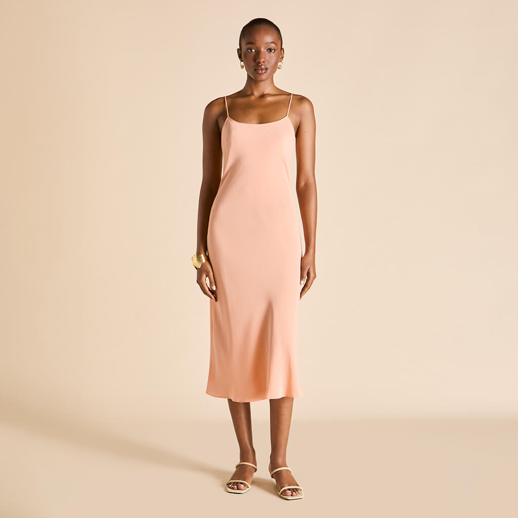 Artemis Tangerine Dress in Silk Crêpe de Chine