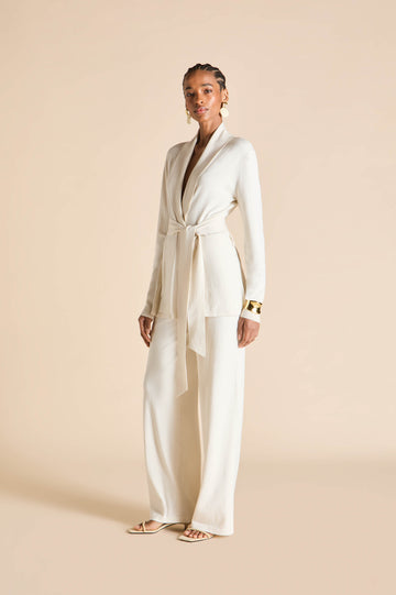 Caro Alaska Ivory Tracksuit in Silk-Cashmere