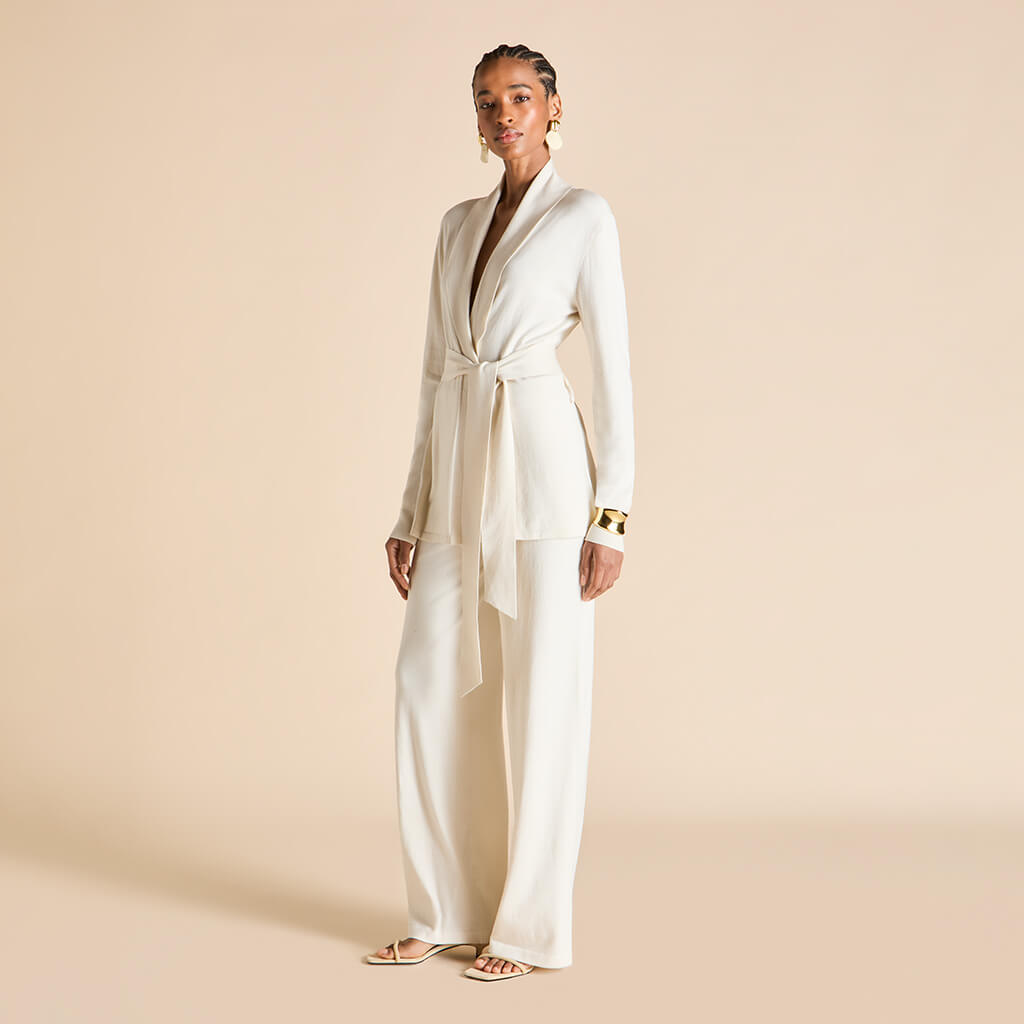 Caro Alaska Ivory Tracksuit in Silk-Cashmere