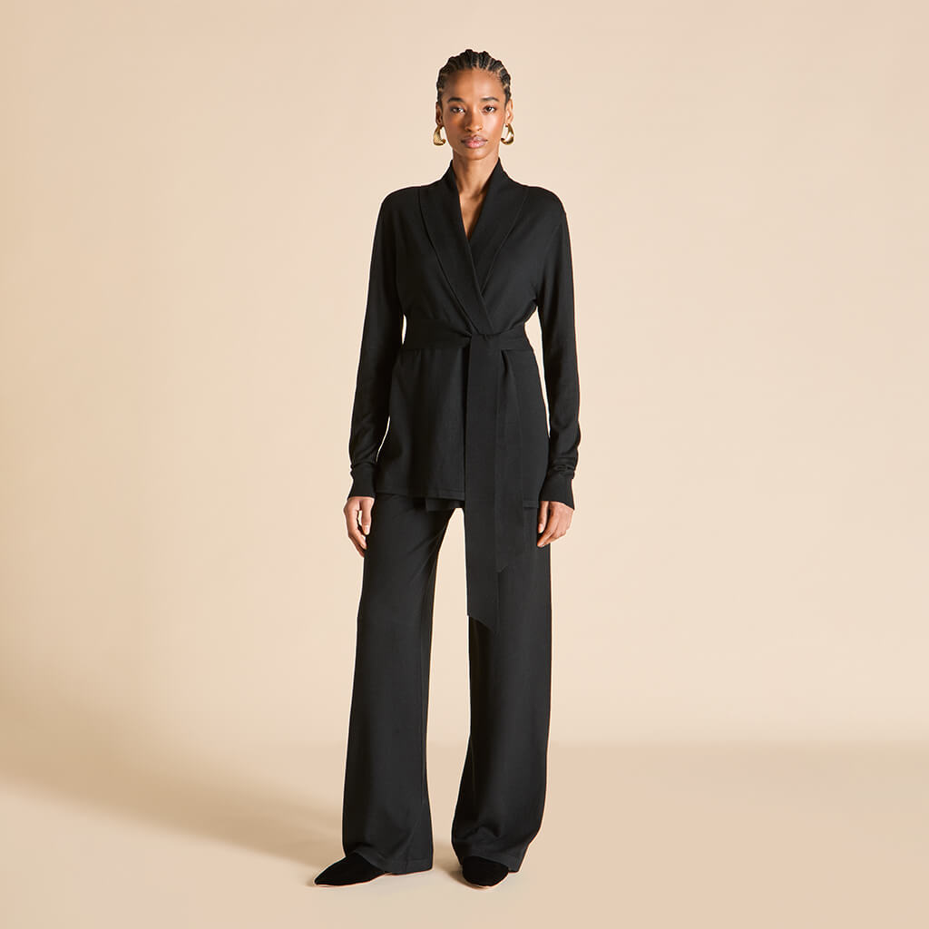 Caro Berlin Black Tracksuit in Silk-Cashmere