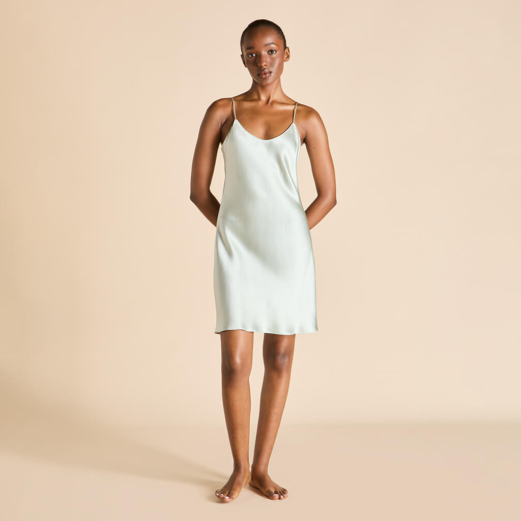 Venus Paper Blue Dress in Silk Satin